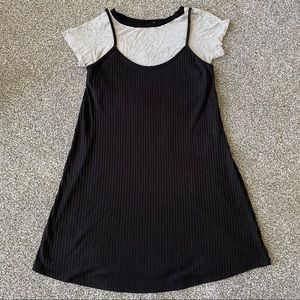 Socialite Black Rib Dress with Removable Crop Top